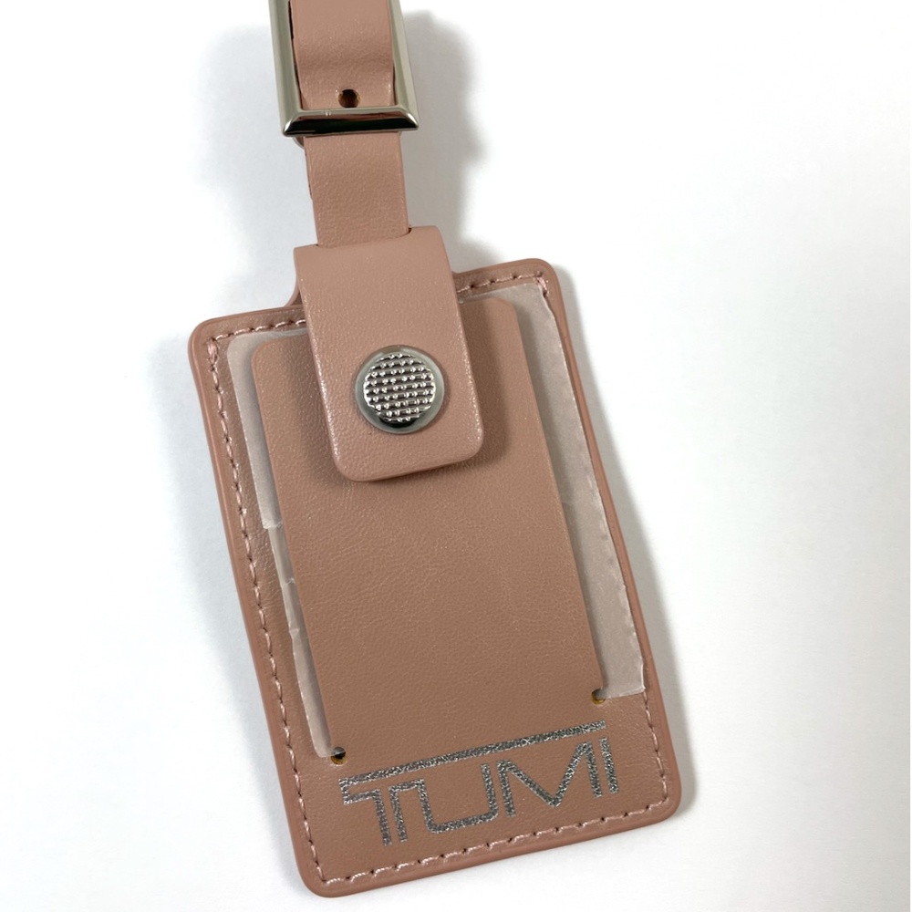 Tumi Luggage ID Hang Tag Briefcase Duffle Tag Travel Leather Beige BRAND NEW
